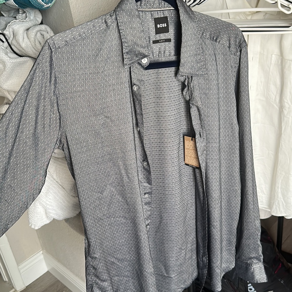 HUGO BOSS SLIM FIT RESPONSIBLE LONG SLEEVE DRESS SHIRT